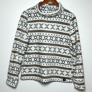 Mountain & Isles Womens Fleece Nordic Print Mock Neck Sweater Sweatshirt Sz M